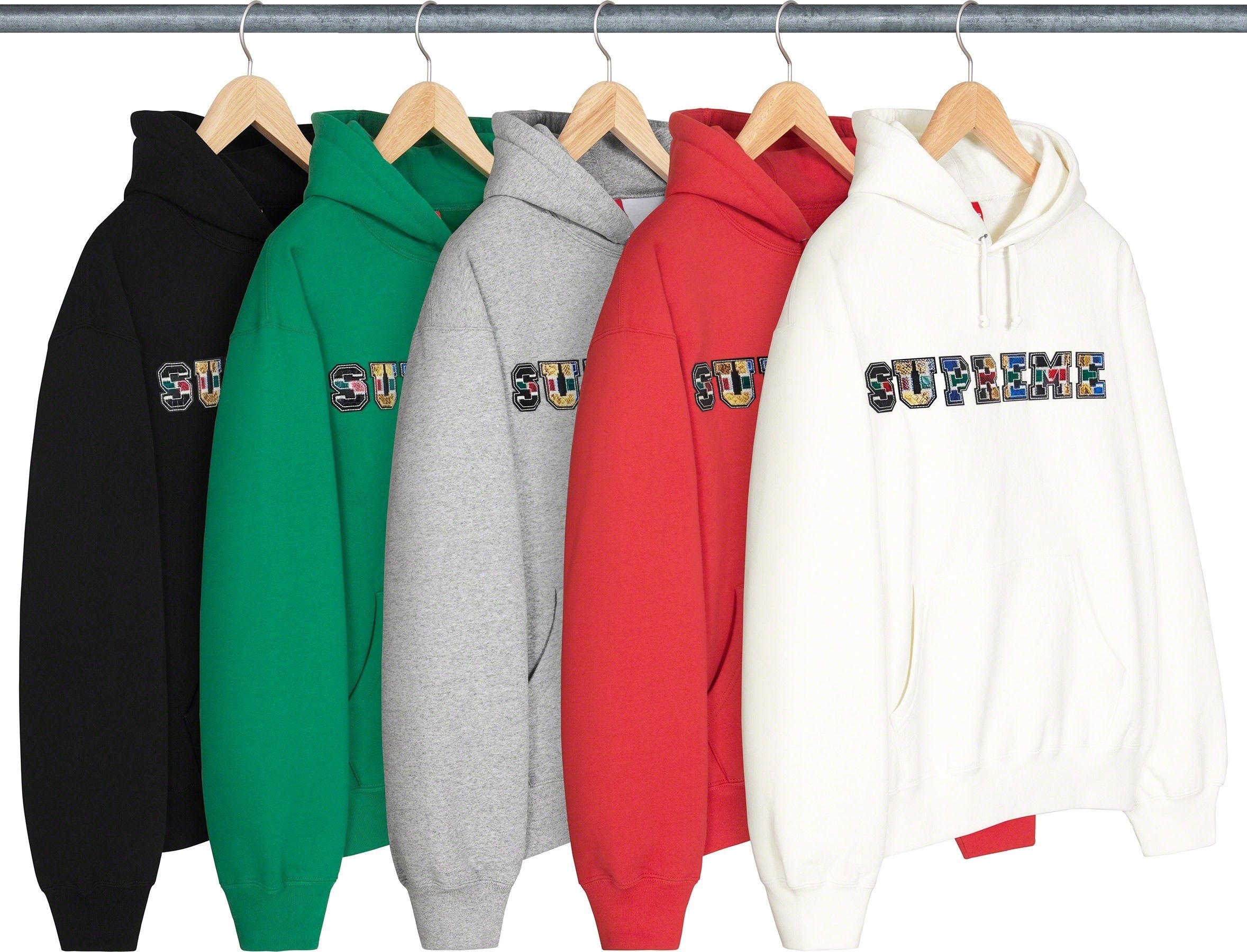 Collegiate Patchwork Leather Hooded Sweatshirt